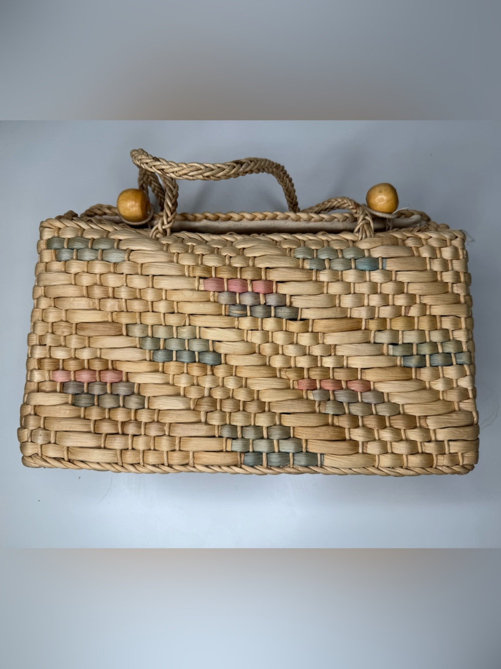 Vtg Straw / Seagrass Handbag- Perf 4 Vacay